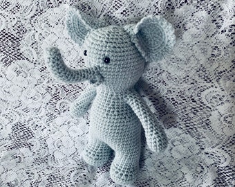 Crochet 9 inch Amigurumi Elephant Pattern. Digital pdf file in English with US terms.