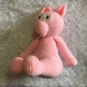 Patrón de cerdo amigurumi de crochet de 40 cm. Archivo PDF digital en inglés con términos estadounidenses.