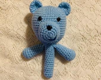 Crochet Bear Baby Rattle Pattern. Digital pdf file in English with US terms.