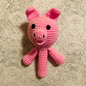 Crochet Pig Baby Rattle Pattern. Digital pdf file in English with US terms.