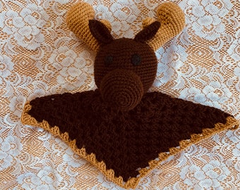 Crochet Moose Lovey Pattern. Digital pdf file in English with US terms.