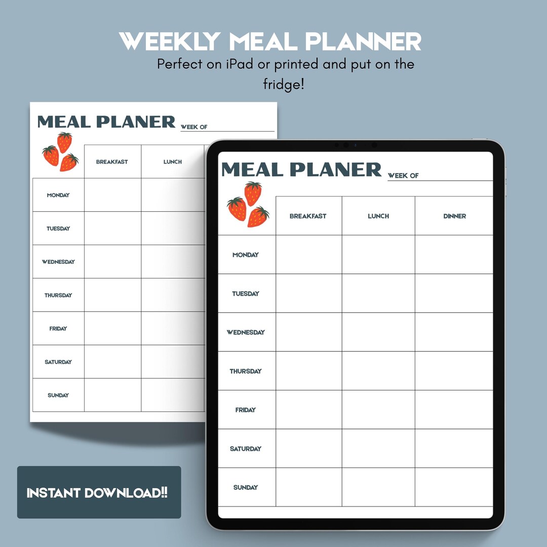 Minimalist Meal Planner – Weekly PDF | Printable + iPad Friendly ...