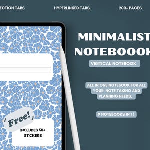 Minimalist Digital Notebook | Hyperlinked Tabs | GoodNotes PDF Journal v1