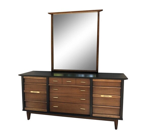 Vintage Mid Century Modern Dixie Dresser And Mirror Etsy