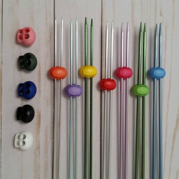 Knitting Needle Stoppers, keep your stitches on your needles! For circular and straight needles, holds both needles, size US 1-7.