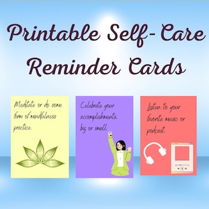 Conseils d'entretien personnel et cartes de rappel | 32 affirmations et conseils du jour | Téléchargement imprimable