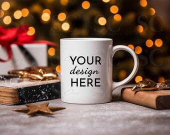 Christmas Mug Mockup Cup Mockup Coffee Cup Mock up Styled Stock Photo Winter Mug Holiday Rustic Graphic Design Mock Up JPG Digital Download