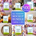 500 Invitation Mockup Bundle for ALL SEASONS Canva & JPG Minimalist, Elegant and Modern Designs, 5x7 Thank You Card Mockups, Canva Mock up product logo
