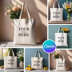 Tote Bag Mockups, Shopping bag Mockup Bundle, Canva Mockups, 5 Mock up Bundle, Minimal Mockups, Modern Mockups