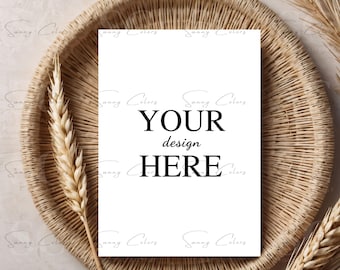 5 Invitation Boho Mockups, Card Mockup Bundle, 5x7 Mockups, Invite Mockup Bundle, Minimal Mockups, Modern Mockups, Canva Mockups Thank you