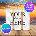 PNG Tumbler Mockup Bundle, Transparent Background Mock Up, Edit in Canva, for tapered tumblers, Steel Tumbler Mockup, Full Wrap View Mockup product logo