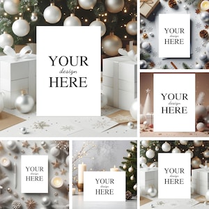 5 Weihnachtskarten und Einladungs-Mockups, Karten-Mockup-Bundle, 5x7-Mockups, Einladungs-Mockup-Bundle, moderne Mockups, Canva-Mockups. Vielen Dank