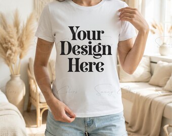 White T-shirt Mockup | Bella Canvas Mockup Bundle | Women's T-shirt Mockup | Lifestyle T-shirt Mockup | POD Mockup