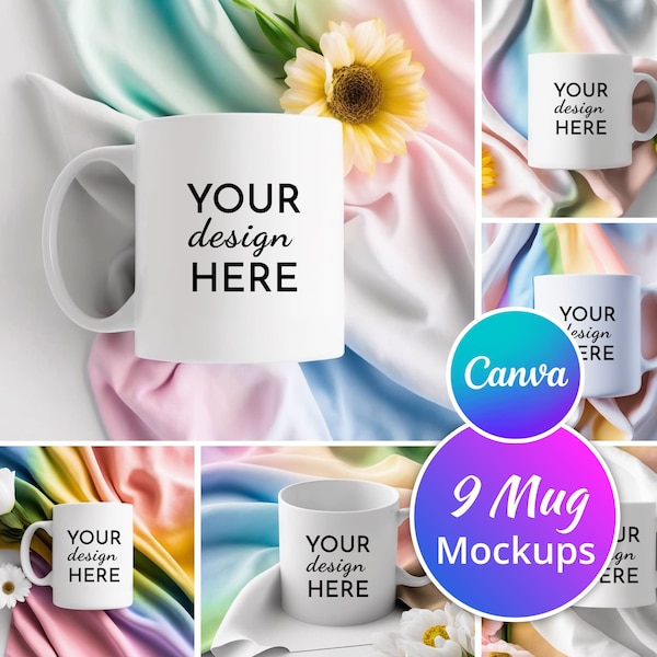 Coffee Mug Mockup Bundle, 9 White Coffee Mug Mock up, Blank Mug Mock-up, Feminine Mug Mockup, Mug Mock-up, Blank Mug Photo