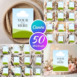 50 Einladungskarten Mockups Bundle, CANVA TEMPLATE LINK, 5x7 Mockups, Einladung Mockup Bundle, Moderne Mockups, Canva Mockups Danke