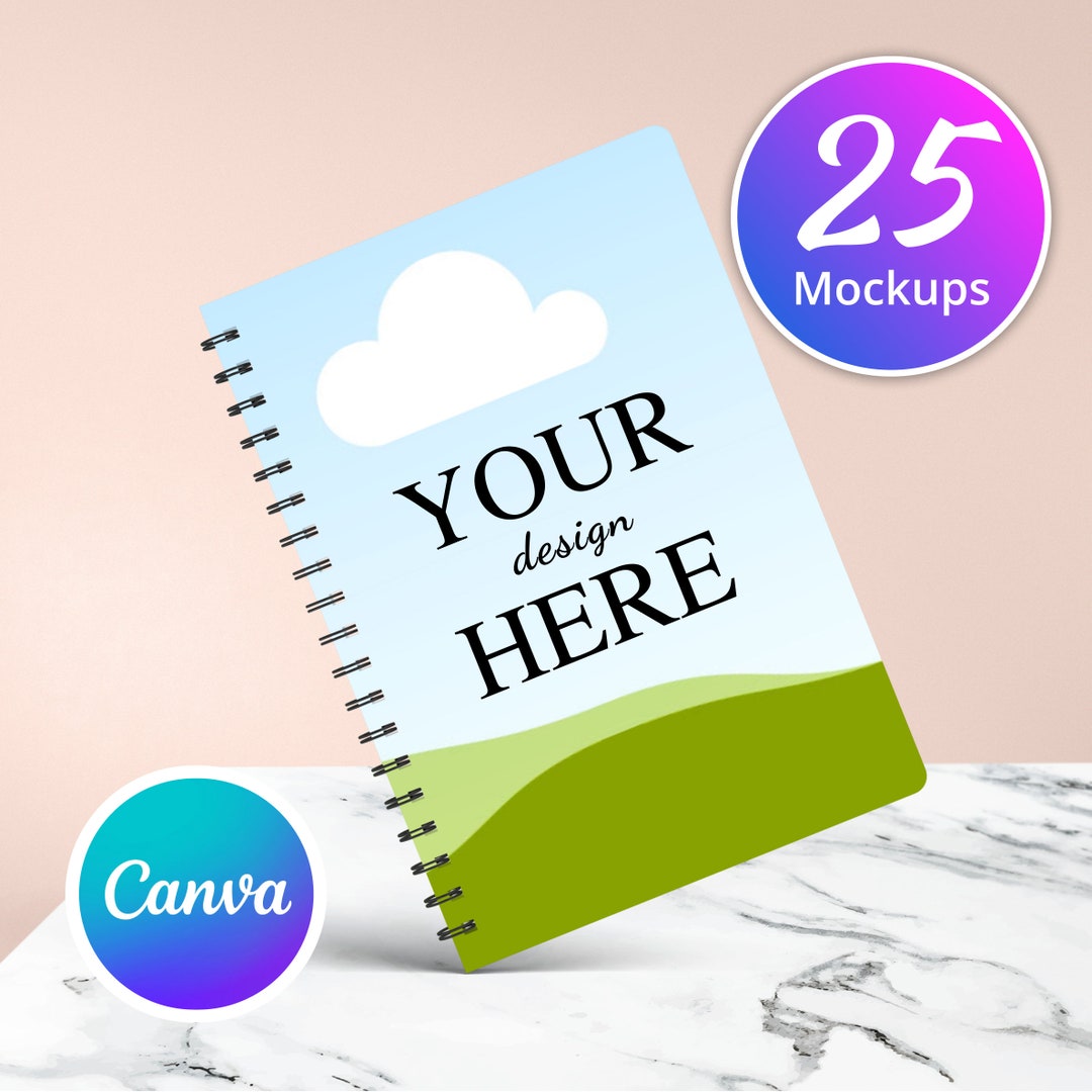 Canva Spiral Notebook Mockup Bundle, Canva Template Link Mock Up, Edit ...