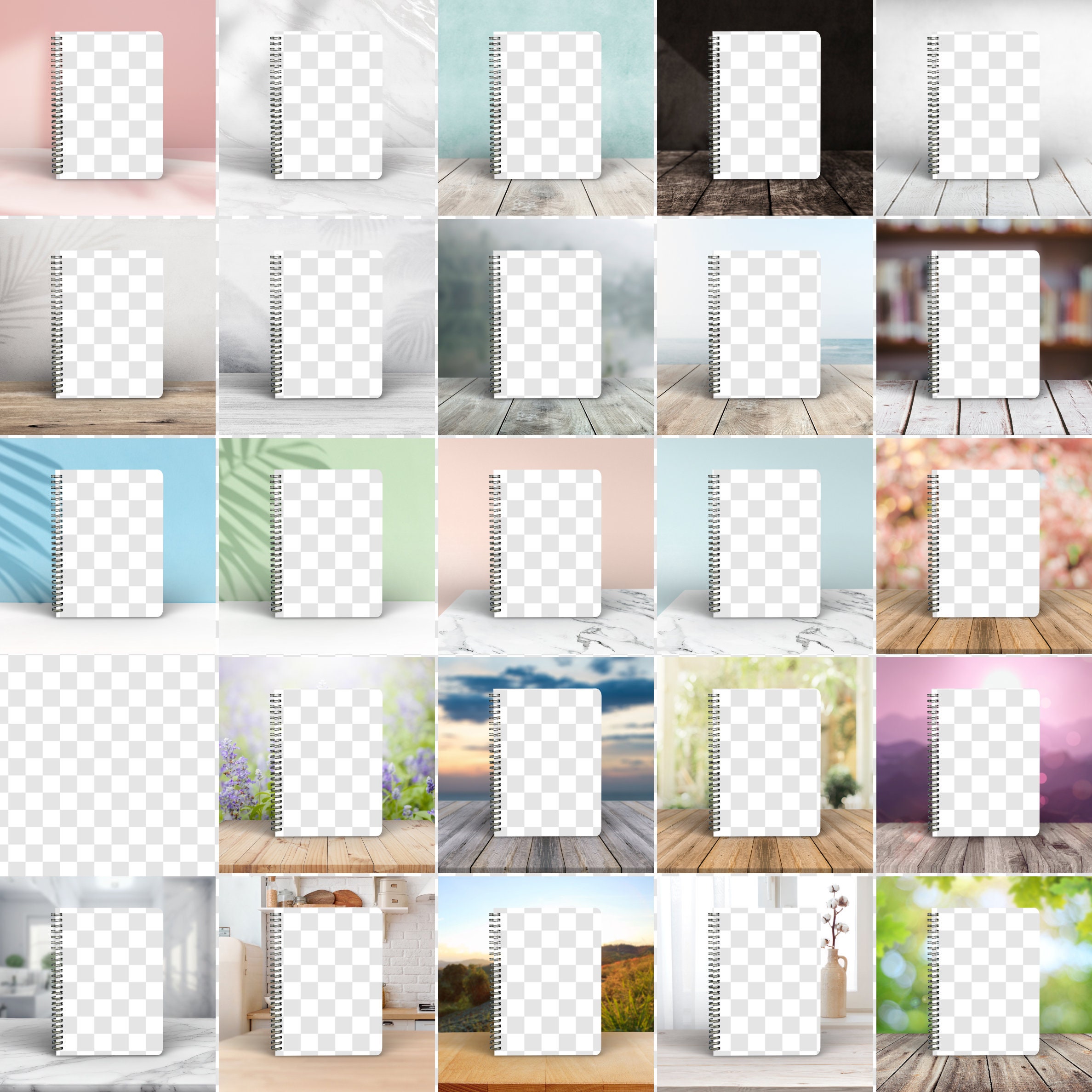 PNG Spiral Notebook Mockup Bundle, Transparent Background Mock Up, Edit ...