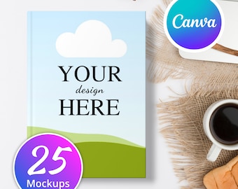 Canva Book Notebook Mockup Bundle, Canva Template link Mock Up, Edit in Canva, Book Notebook Mockup, Mock up