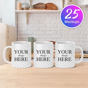 Pacote com 25 mockups de canecas de café PNG, edite no Canva, faça o download digital do mockup do Photoshop
