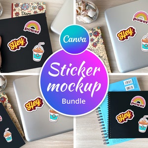 Sticker Mockup Bundle Laptop 4 Mock Up sticker mockup hand, sticker mockup png, sticker mockup bundle, sticker mock up Blank Notebook