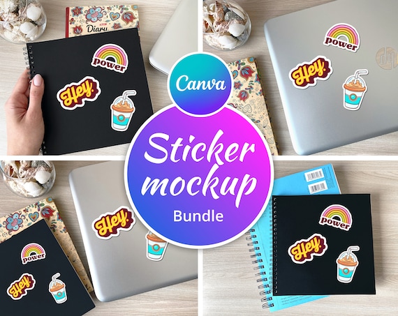 Sticker Mockup Bundle Laptop 4 Mock Up sticker mockup hand, sticker mockup png, sticker mockup bundle, sticker mock up Blank Notebook