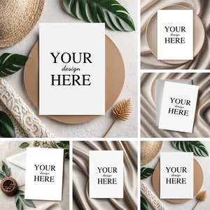 5 makiet zaproszeń Boho, pakiet makiet kart, makiet 5x7, pakiet makiet zaproszeń, minimalne makiety, nowoczesne makiety, makiety Canva Dziękuję
