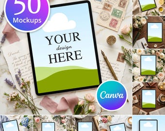 50 iPad mockup Bundle, Canva Template Mock Up, Edit in Canva, Device Mockup, Digital Planner, iPad Planner | Drag and Drop Mockups