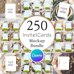 250 Einladungs-Mockup-Paket für Canva | Minimalistische, elegante und moderne Designs, 5x7 Dankeskarten-Mockup-Paket, Canva-Mockup