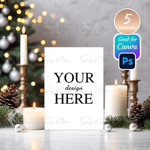 5 cartões de Natal e modelos de convite, pacote de modelos de cartões, modelos 5x7, pacote de modelos de convite, modelos modernos, modelos do Canva Obrigado
