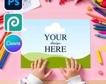 Coloring Page Mockup for Canva and Photoshop | Photopea template,Color Page Mockups, Drawing Page Mockup Overlay, Activity Page Mockup