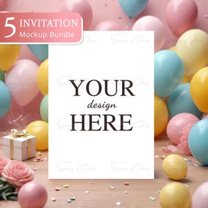 5 Geburtstagseinladungskarten Mockup Bundle, Karten Mockup Bundle, 5x7 Mockups, Einladung Mockup Bundle, Minimal Mockups, Moderne Mockups, Danke