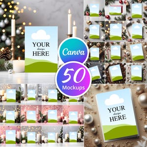 Pacote de 50 cartões de Natal e modelos de convite, CANVA TEMPLATE LINK, modelos 5x7, pacote de modelos de convite, modelos do Canva Obrigado