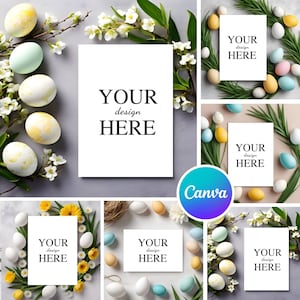 Osterkarten-Mockups, Karten-Mockup-Bundle, 5x7-Mockups, Einladungs-Mockup-Bundle, Minimal-Mockups, Moderne Mockups, Canva-Mockups Vielen Dank