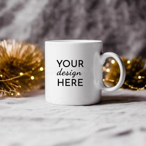 Christmas Mug Mockup Coffee Cup Mockup Mug Mock up Styled Stock Photo Winter Mug Holiday Rustic Graphic Design Mock Up JPG Digital Download