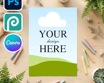Coloring Page Mockup for Canva and Photoshop | Photopea template,Color Page Mockups, Drawing Page Mockup Overlay, Activity Page Mockup