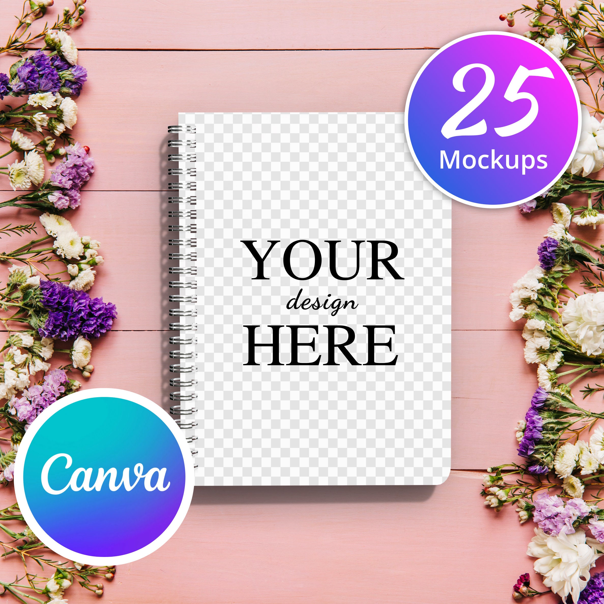 Spiral Notebook Mockup Bundle, PNG Transparent Background Mock Up, Edit ...