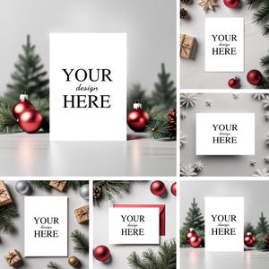 5 cartões de Natal e modelos de convite, pacote de modelos de cartões, modelos 5x7, pacote de modelos de convite, modelos modernos, modelos do Canva Obrigado