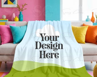 5x Blanket Mockups Bundle | Fleece, Sherpa, Velveteen Plush, Microfiber Blanket | Mockup Bundles | Canva Template | Drag and Drop Mockups