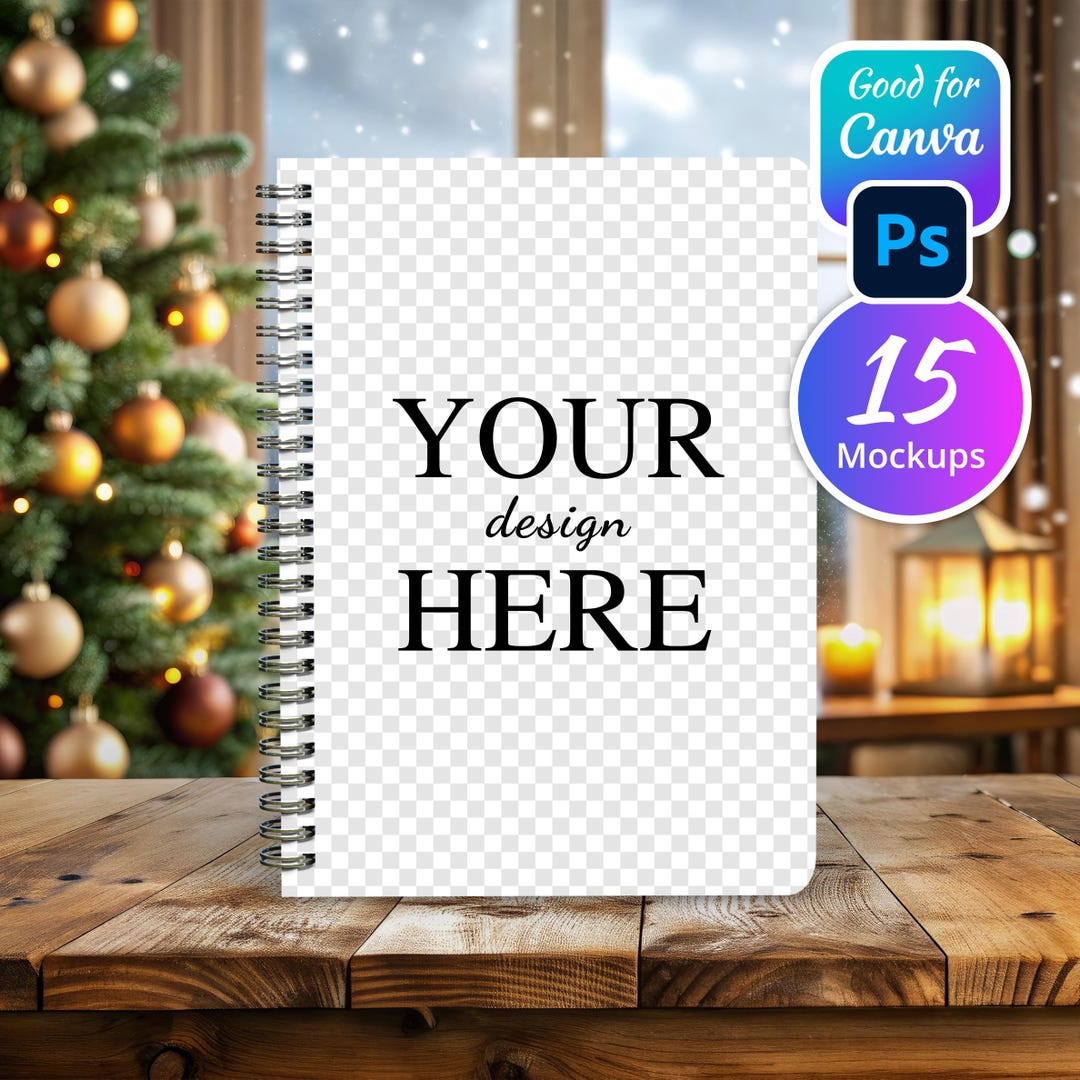 PNG Christmas Spiral Notebook Mockup Bundle, Transparent Background ...