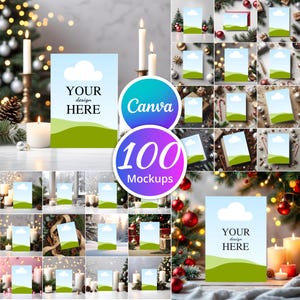 100 Christmas Cards & Invitation Mockups Bundle, CANVA TEMPLATE LINK, 5x7 Mockups, Invite Mockup Bundle, Canva Mockups Thank you