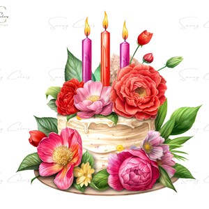 PNG Birthday Cake With Flowers Clipart Bundle - 15 High Quality PNG ...