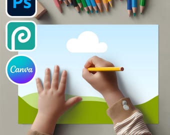 Coloring Page Mockup for Canva and Photoshop | Photopea template,Color Page Mockups, Drawing Page Mockup Overlay, Activity Page Mockup