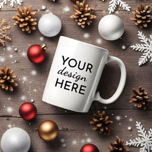 Christmas Mug Mockup Coffee Cup Mockup Cup Mock up Styled Stock Photo Winter Mug Holiday Rustic Graphic Design Mock Up JPG Digital Download