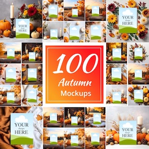 Lot de maquettes d'invitations et de cartes d'automne, lot de 100 maquettes de cartes de Thanksgiving, maquettes 5x7, maquettes modernes d'automne, maquettes Canva. Merci