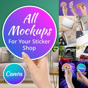 Sticker mockup Bundle - Hand Laptop Car, sticker mockup, canva, png, Hand Holding Sticker, sticker mock up, Notebook