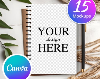 PNG Spiral Notebook Mockup Bundle, Transparent Background Mock Up, Edit in Canva, Photoshop, Spiral Notebook Mockup, Mock up