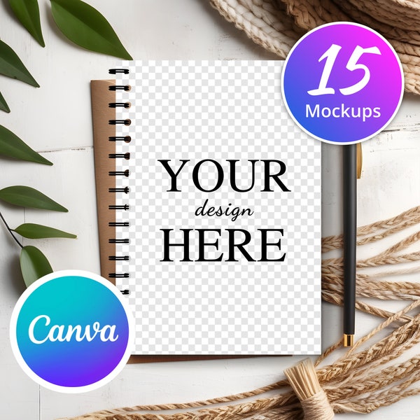 PNG Spiral Notebook Mockup Bundle, Transparent Background Mock Up, Edit in Canva, Photoshop, Spiral Notebook Mockup, Mock up