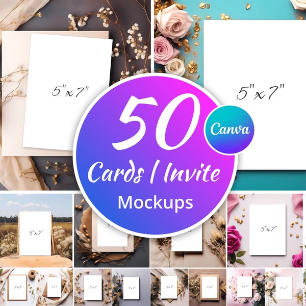 50 mockup di invito, pacchetto di mockup di carte, mockup 5x7, pacchetto di mockup di invito, mockup minimi, mockup moderni, mockup di Canva Grazie