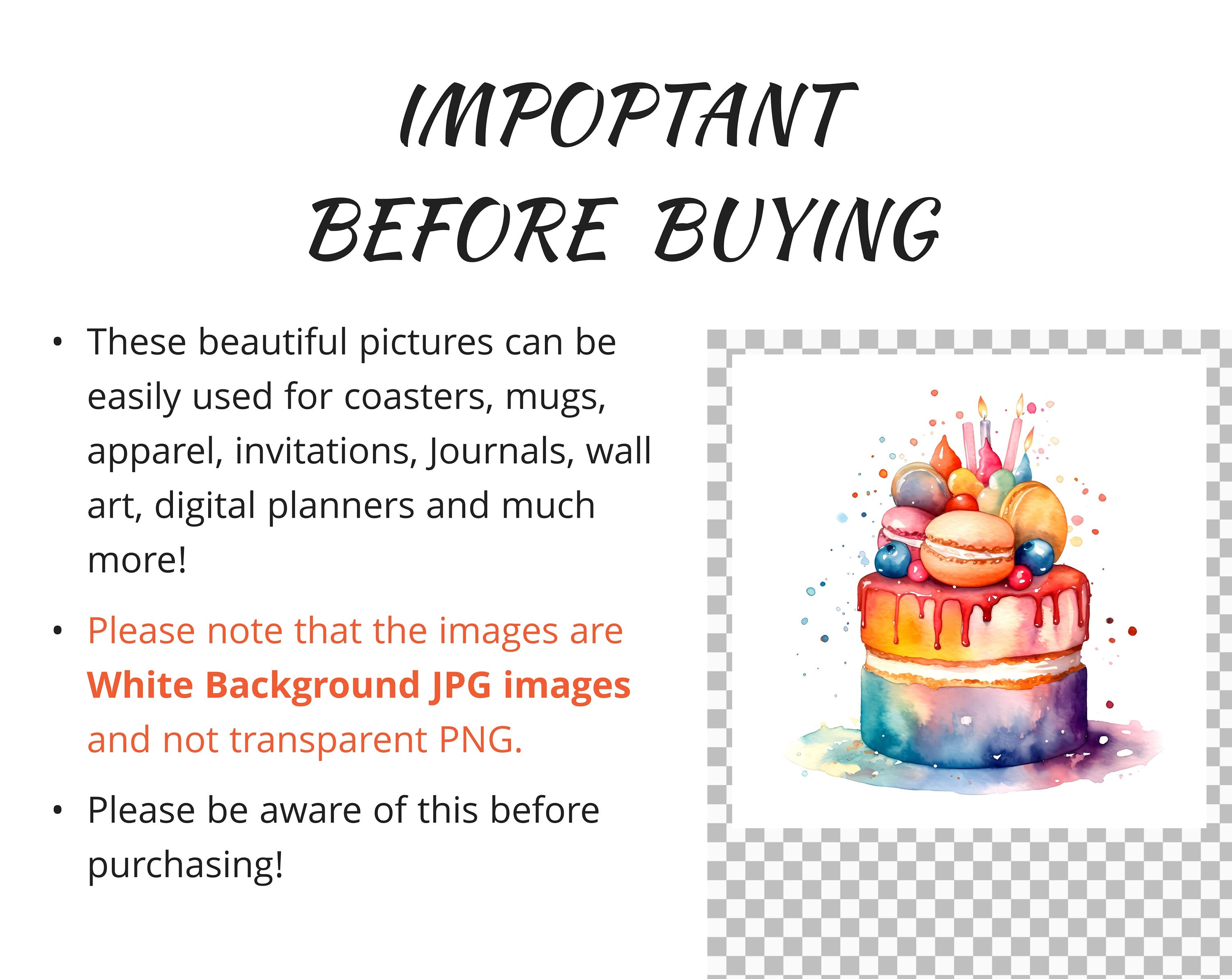 Watercolor Birthday Cakes Clipart Bundle, 15 High Quality Jpgs ...