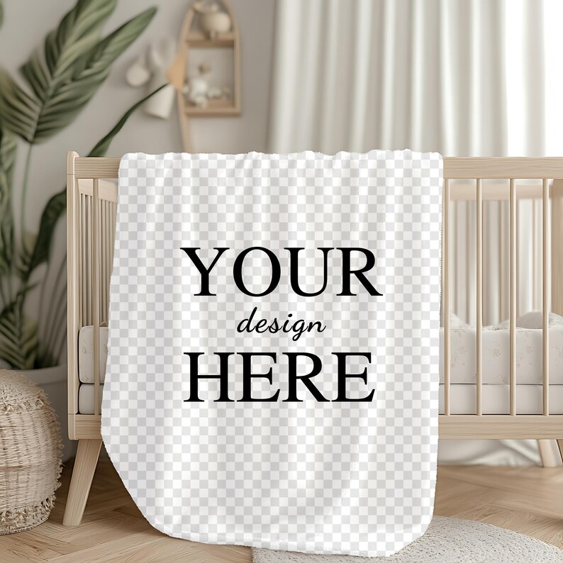 May include: White baby blanket with a checkered pattern and the text "YOUR design HERE" in black.